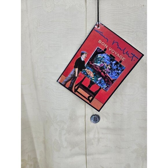 New Guy Buffet Silk Hawaiian Shirt Mens XXL Solid Tropical Ecru  Button Front - Picture 3 of 6